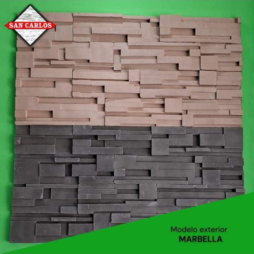 Revestimiento exterior símil piedra modelo Marbella, beige y gris