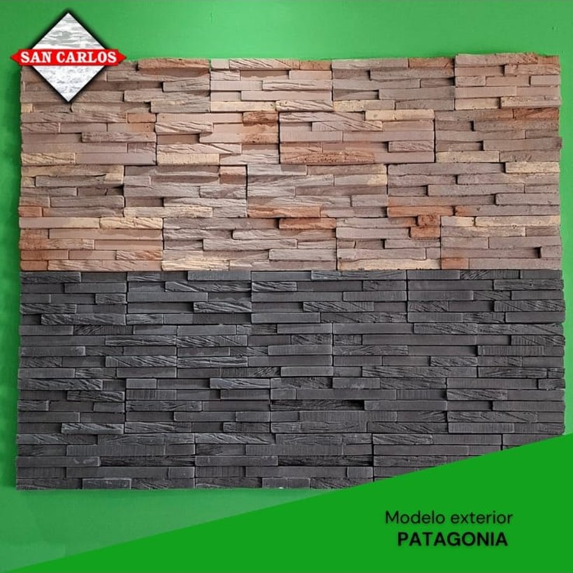 Revestimiento exterior símil piedra modelo Patagonia, beige y gris