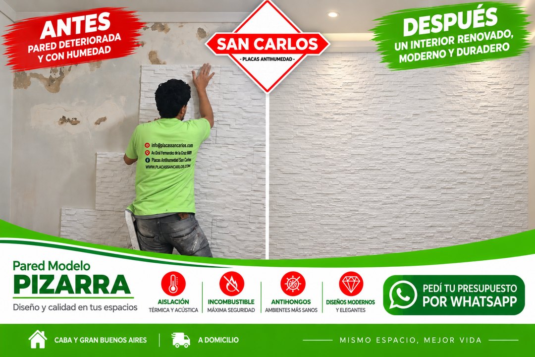 Antes y después - pared renovada modelo Pizarra